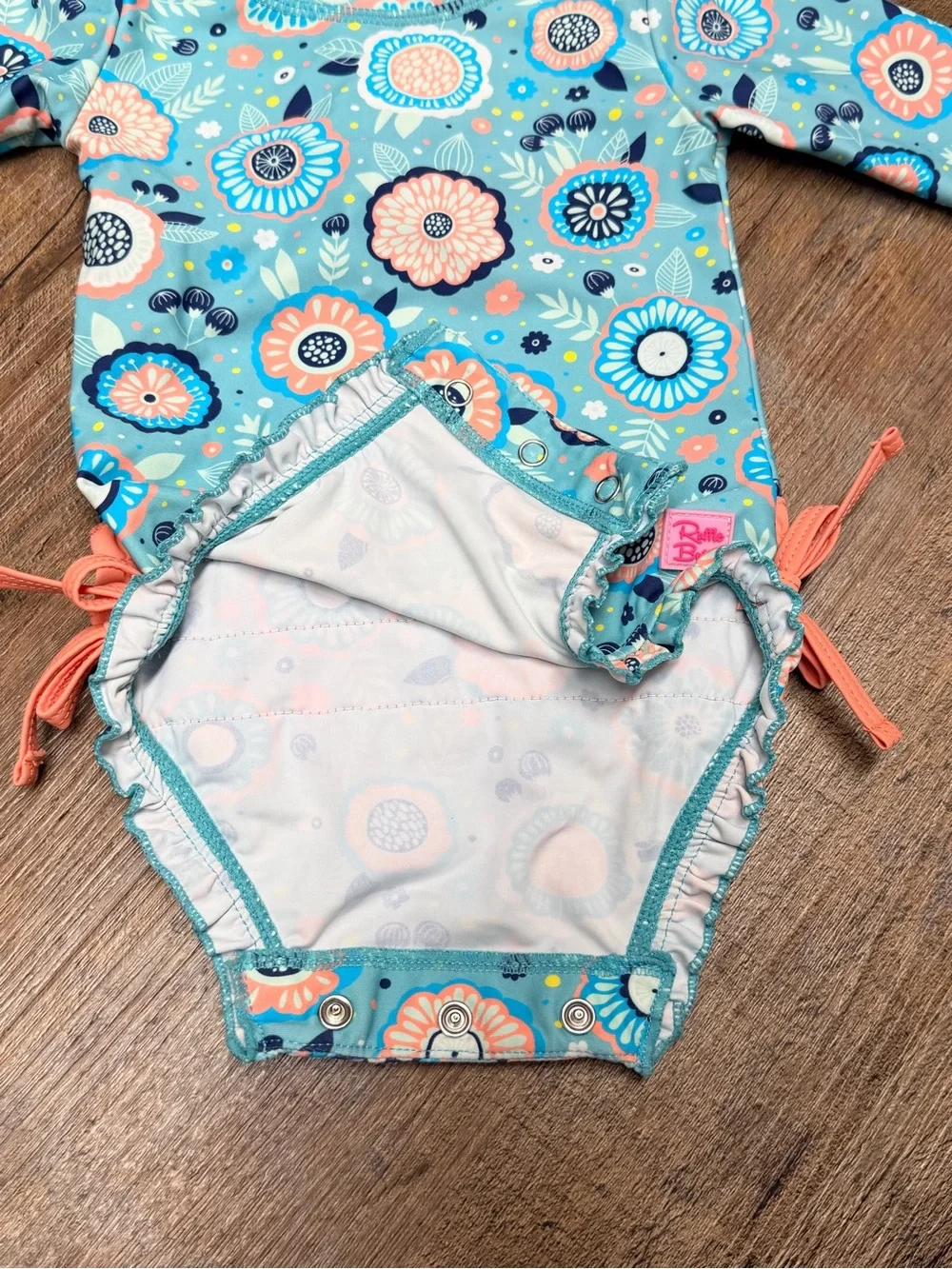 Ruffle Butts long Sleeve Floral One-Piece Swimsuit- size 3-6 months